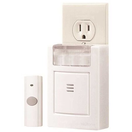 Broan-Nutone 3-3/4 in. x 4-1/2 in. x 1-5/8 in. Wireless Plug-In Door Chime Kit with Strobe Light, White LA224WH
